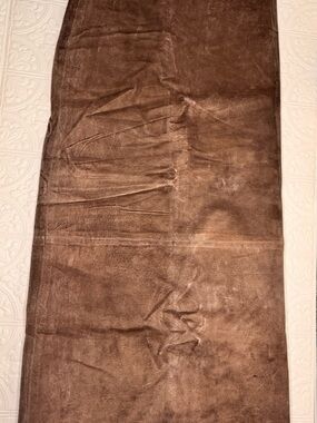 Vintage Dialogue Buttery Soft Dark Brown Washable Suede Leather Maxi Skirt